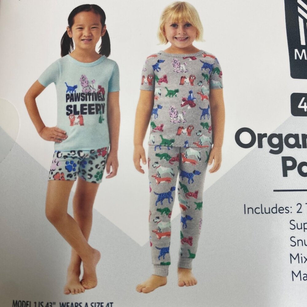 Members Mark 4-Piece Organic Cotton Pajamas‎ Set Kids 3T NWT